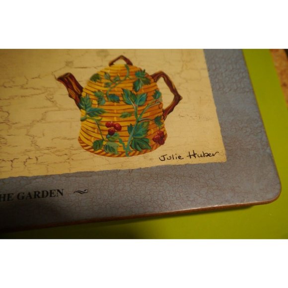 Pimpernel Placemats Tea in the Garden Julie Huber England Teapot Blue Set of 4 - Picture 9 of 10